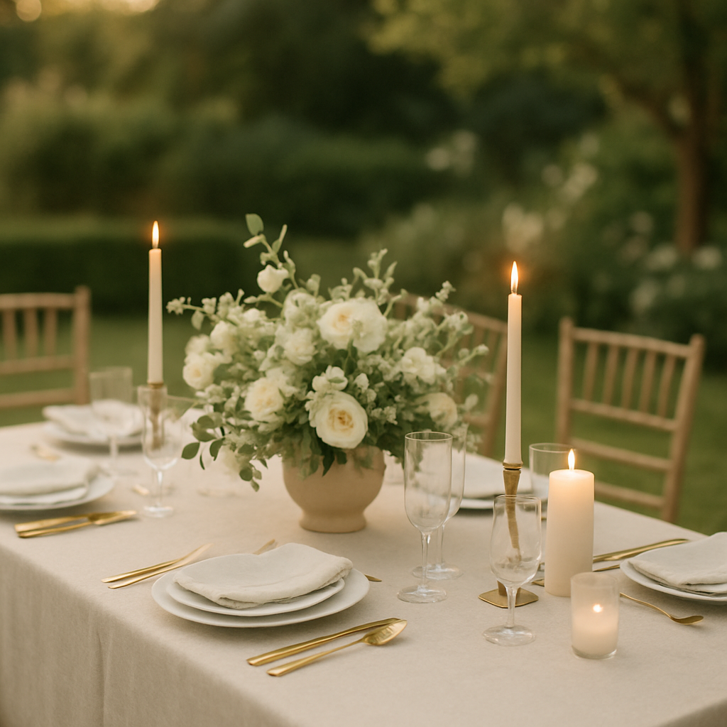 Elegant wedding dinner table setting