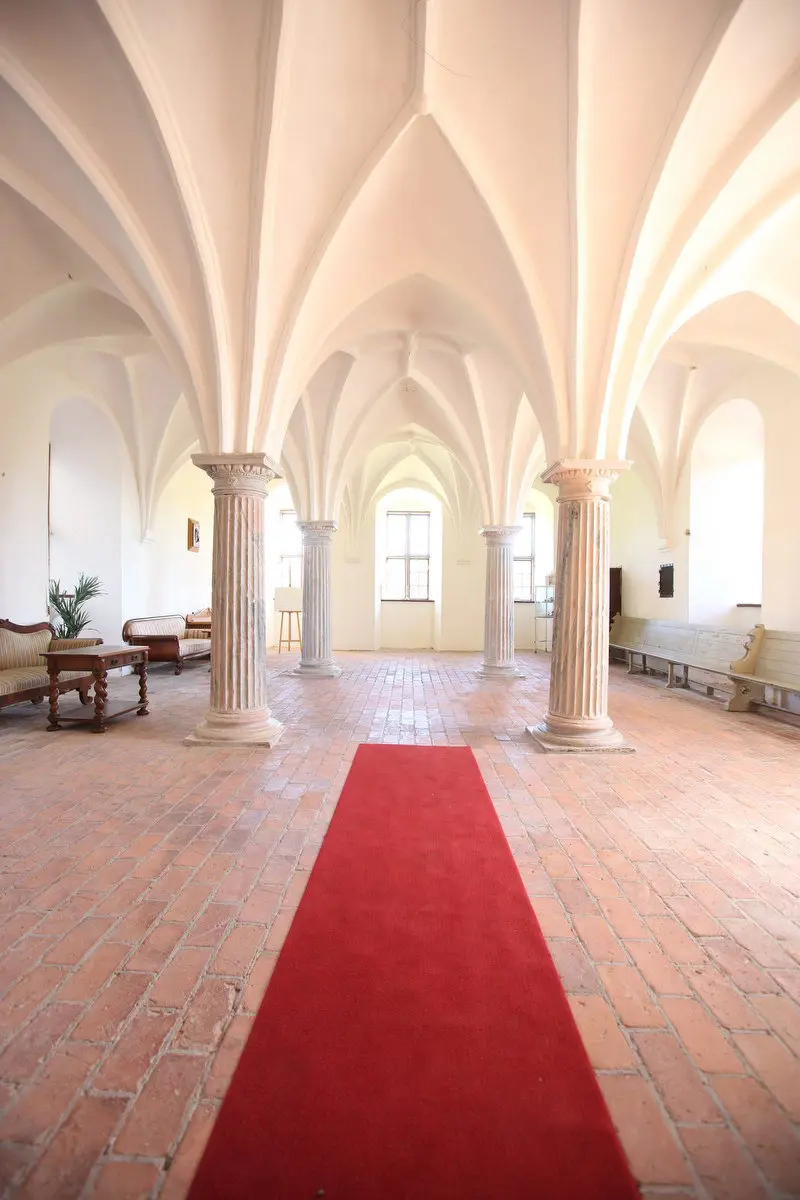 The intimate castle chapel interior